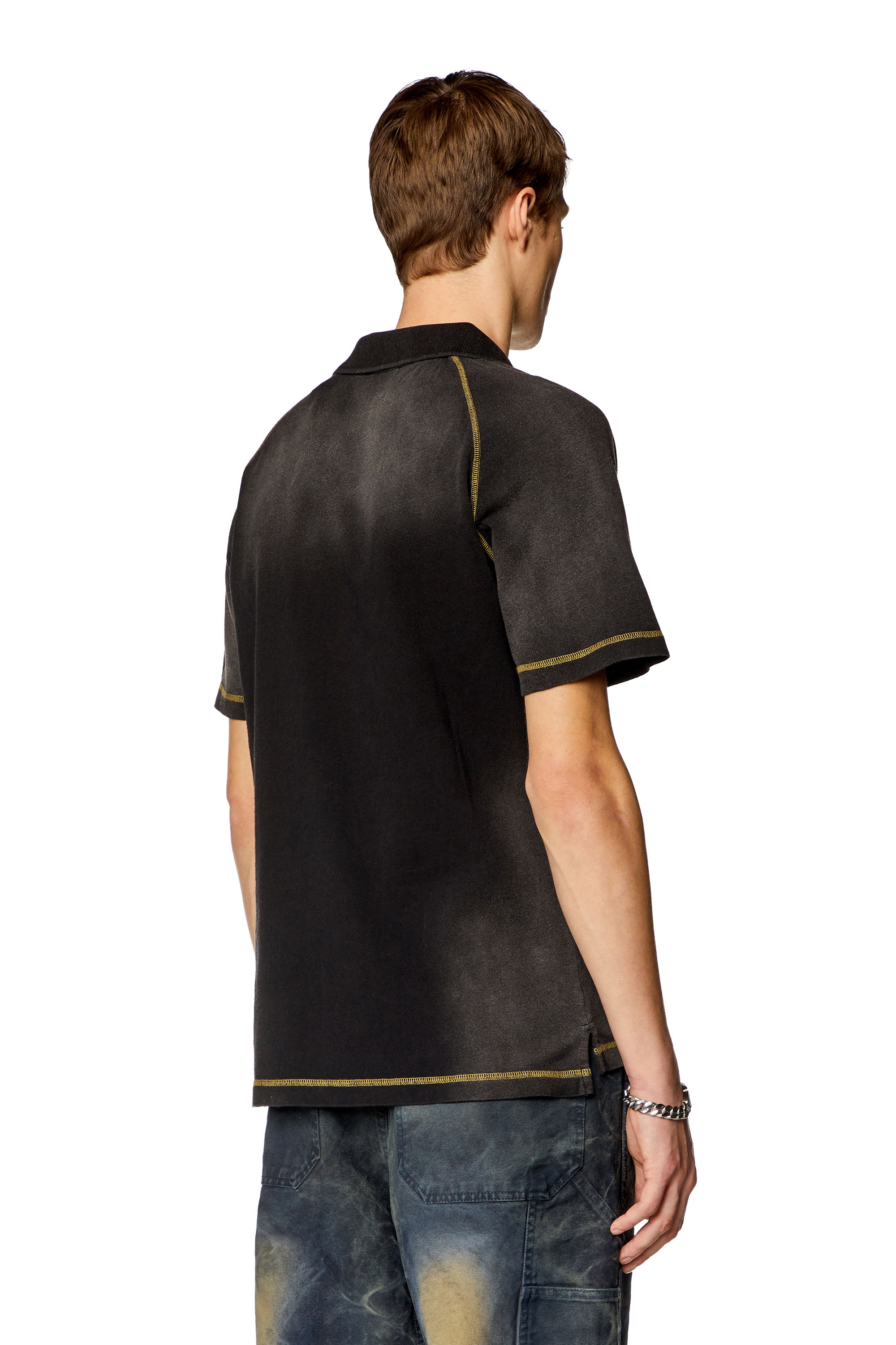 Diesel - T-RASMITH, Man Polo shirt with sun-faded effects in Black - Image 4