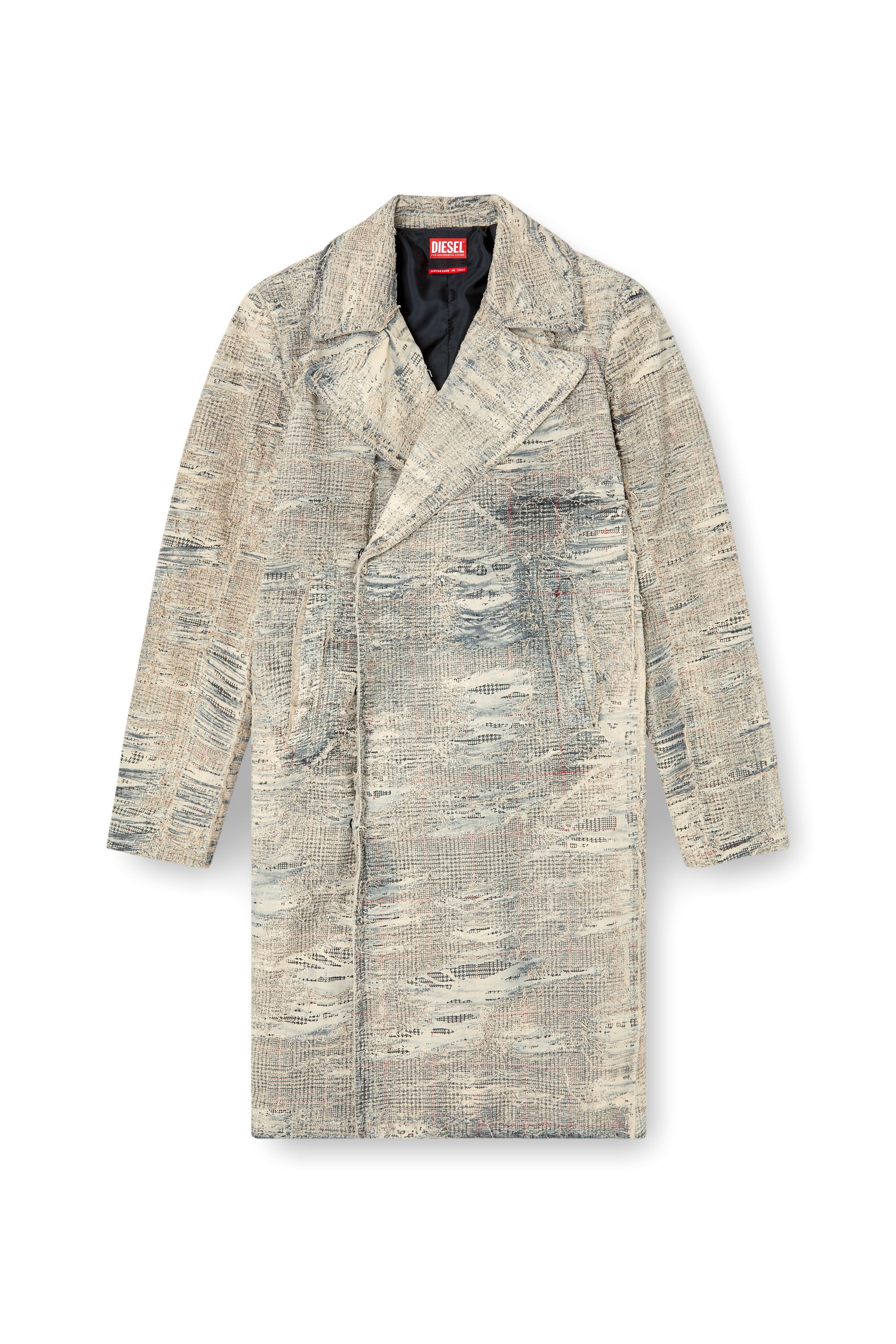 Diesel - D-ISCO-FSG, Man's Coat in distressed Prince of Wales denim in Grey - 3