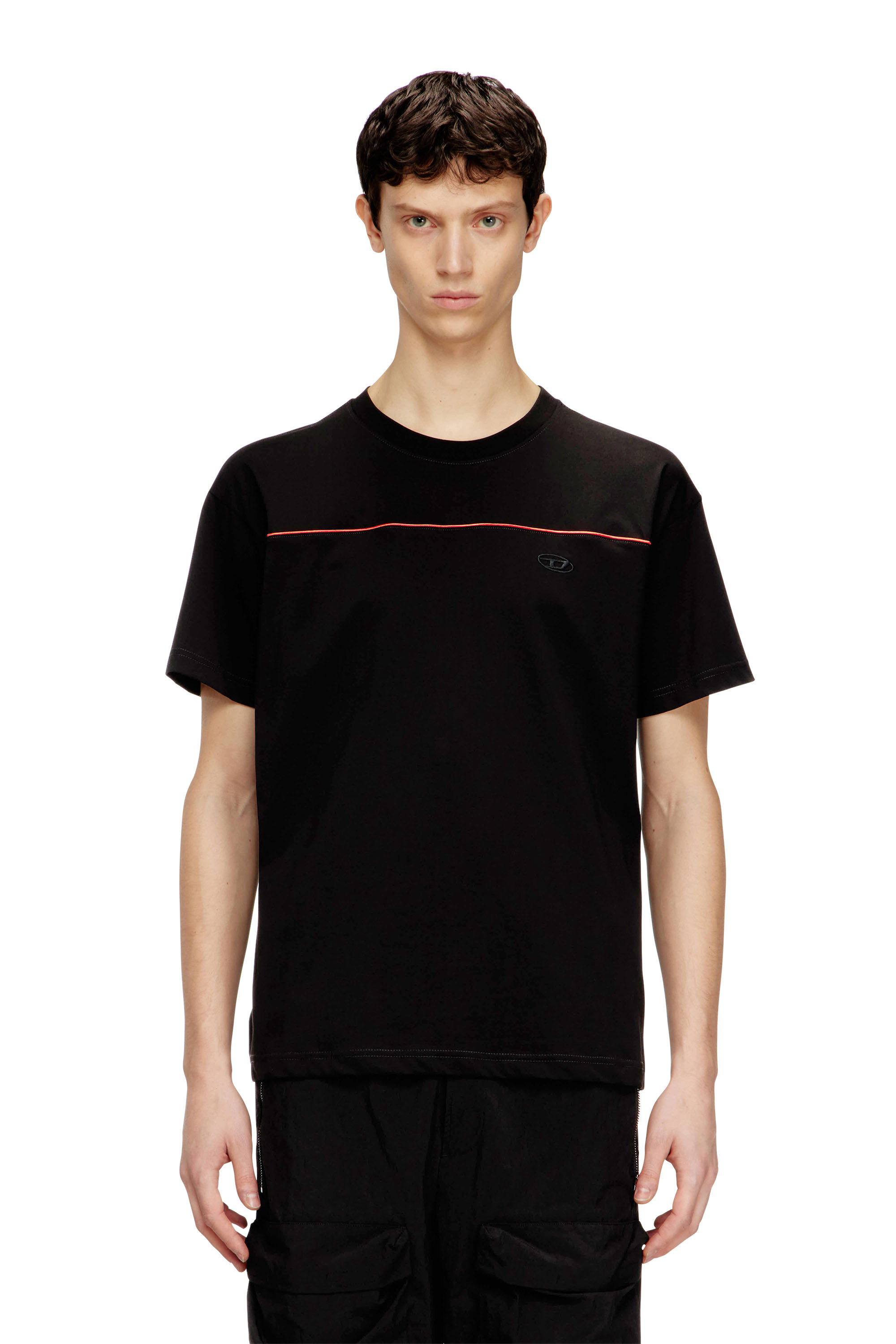 Diesel - T-NORM-PIPING, Man's T-shirt with contrast piping in Black - 1