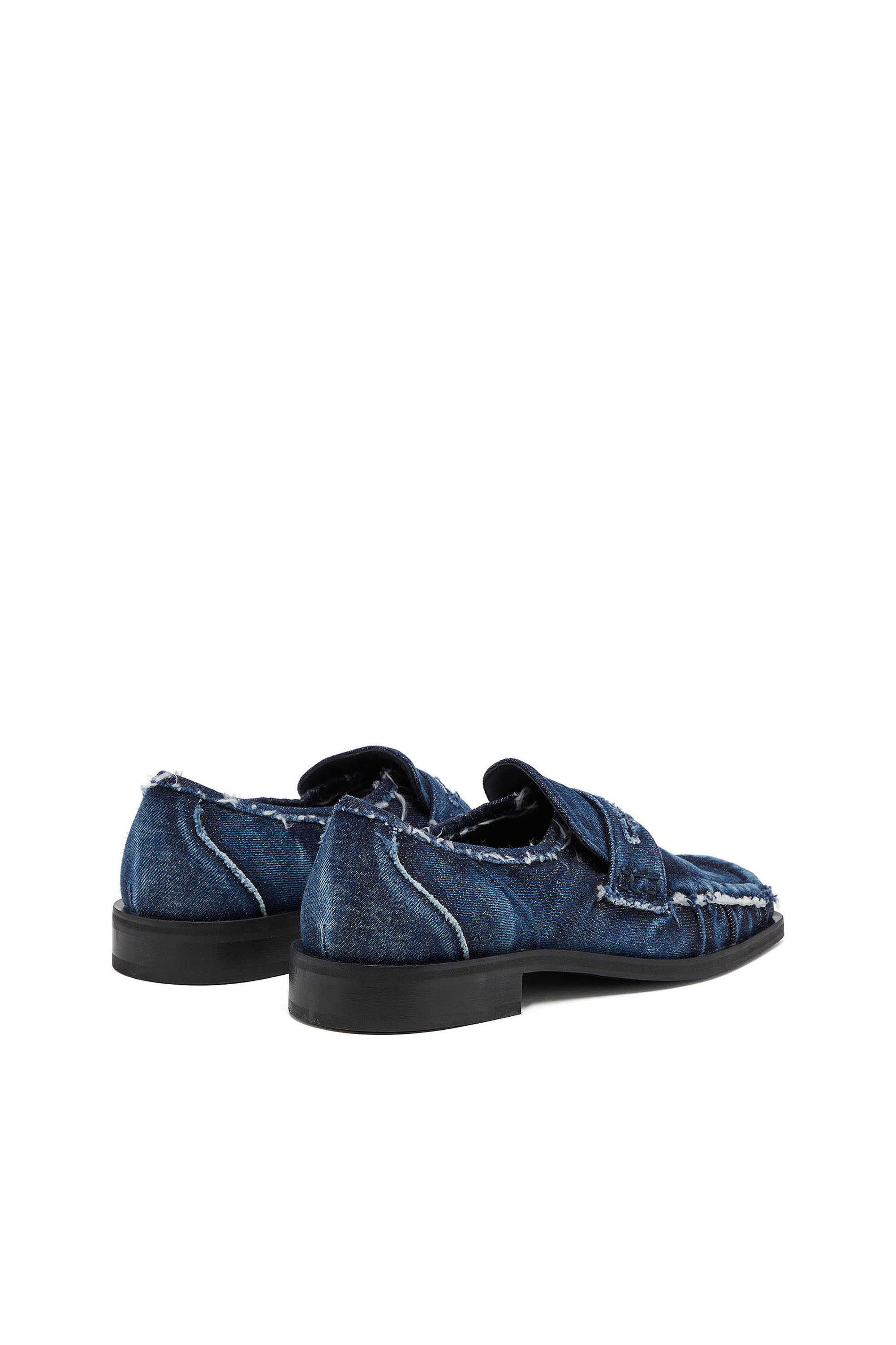 Diesel - D-AMBER LOAFER, Man's D-Amber - Penny loafers in frayed denim in Blue - 3