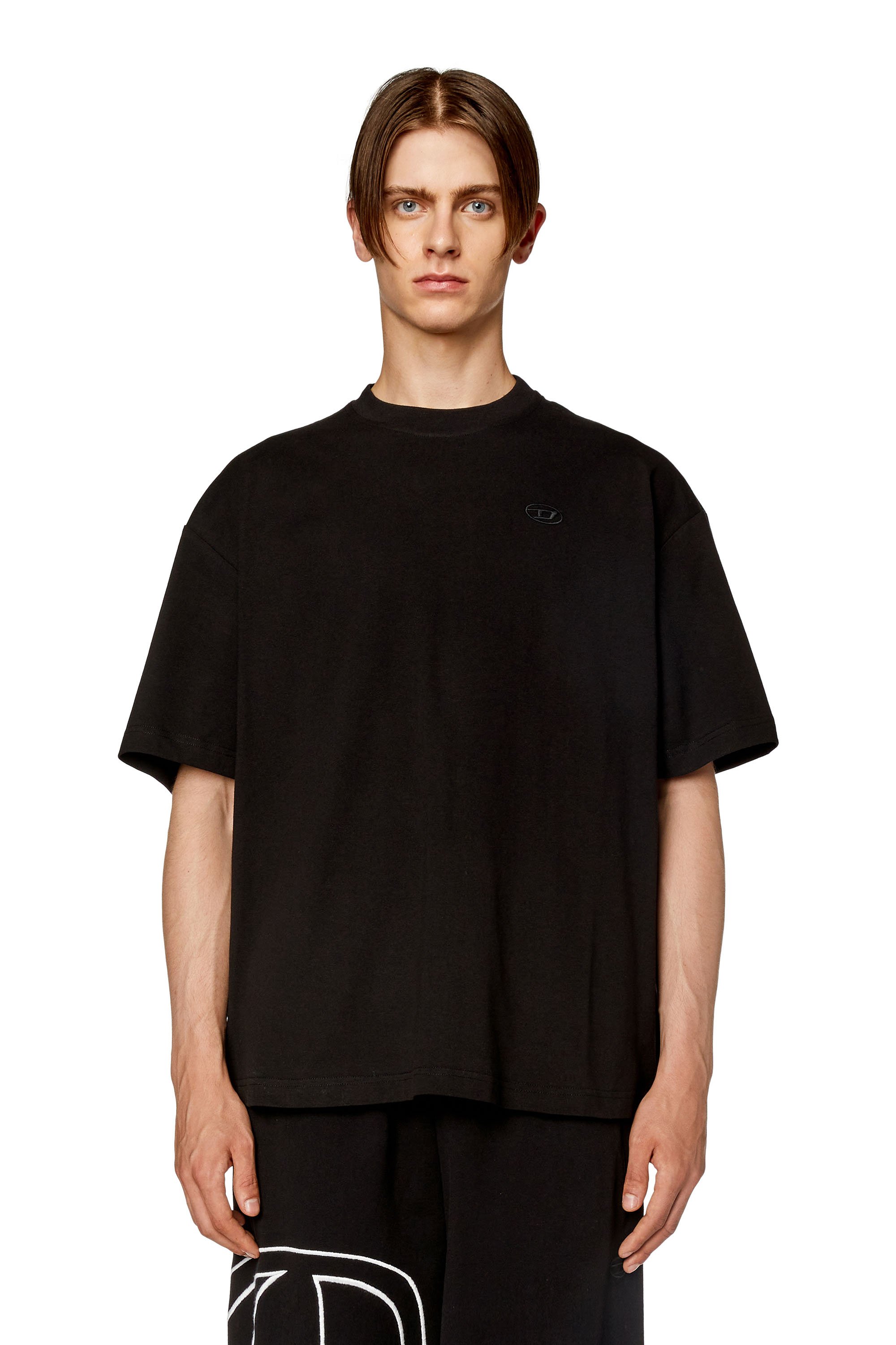 Diesel - T-BOGGY-MEGOVAL-D, Man T-shirt with maxi oval D embroidery in Black - Image 4