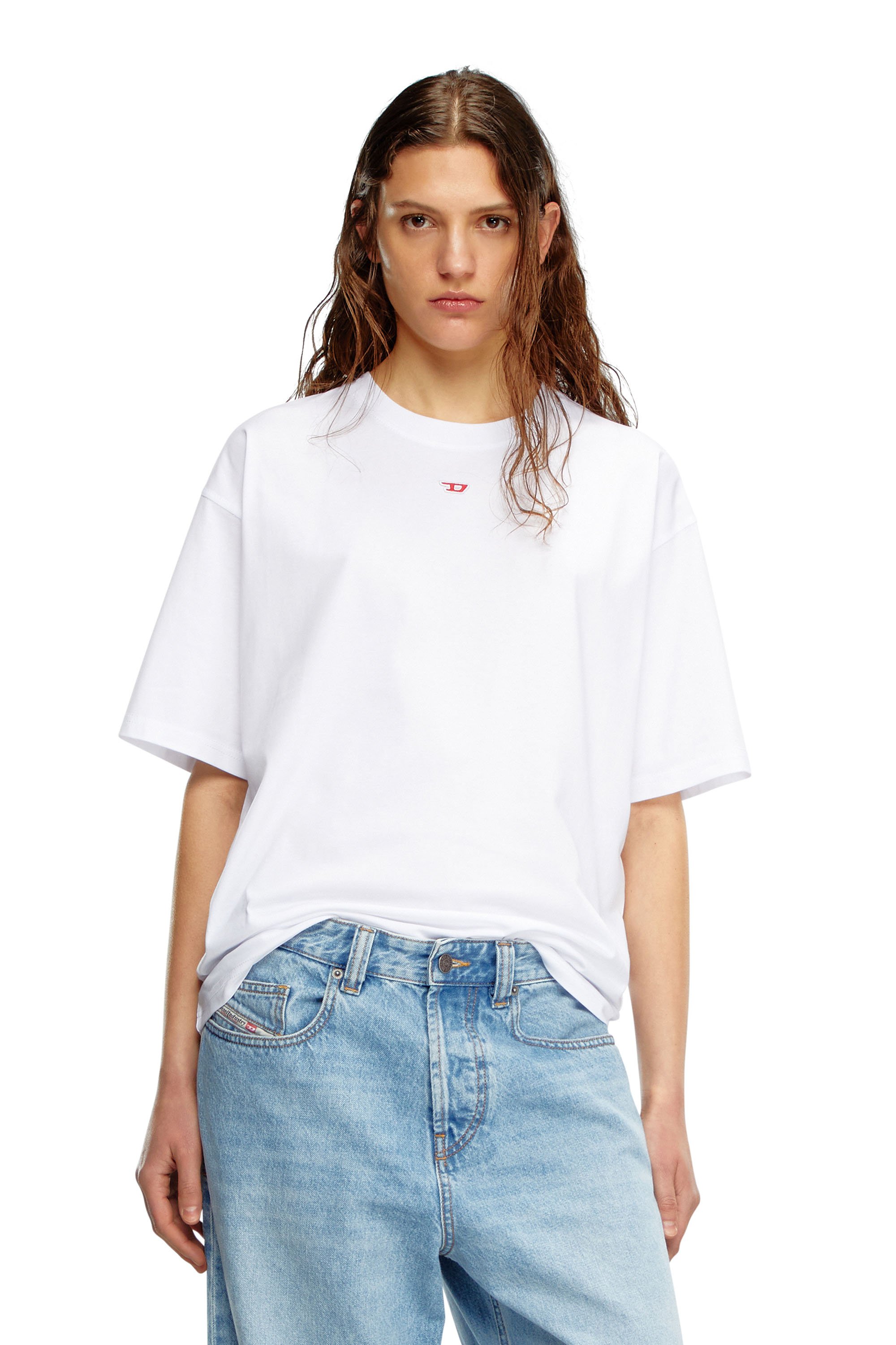 Diesel - T-BOXT-D, Unisex T-shirt with embroidered D patch in White - Image 4