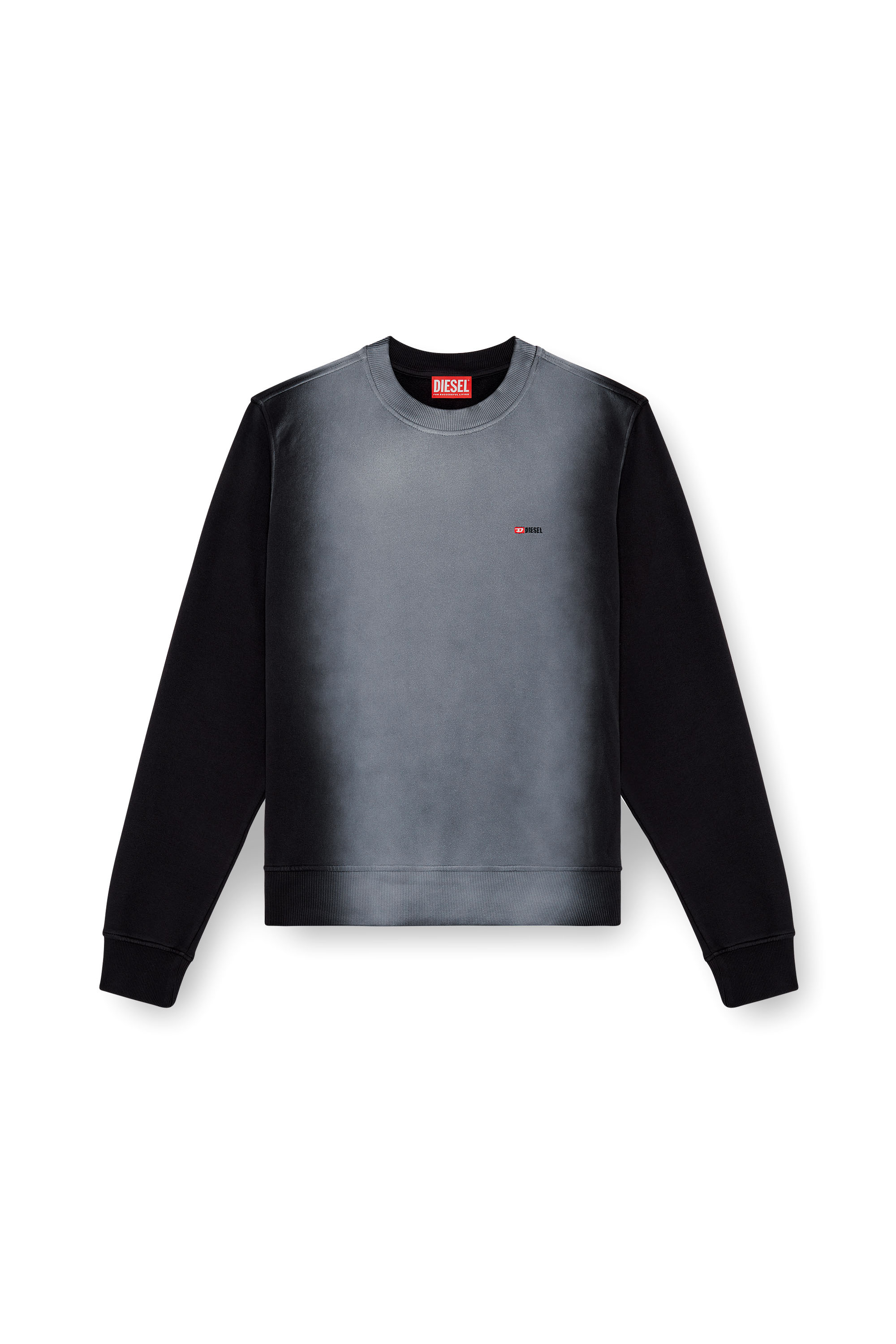 Diesel - S-GINN-K48, Man Cotton sweatshirt with faded patches in Black - Image 3