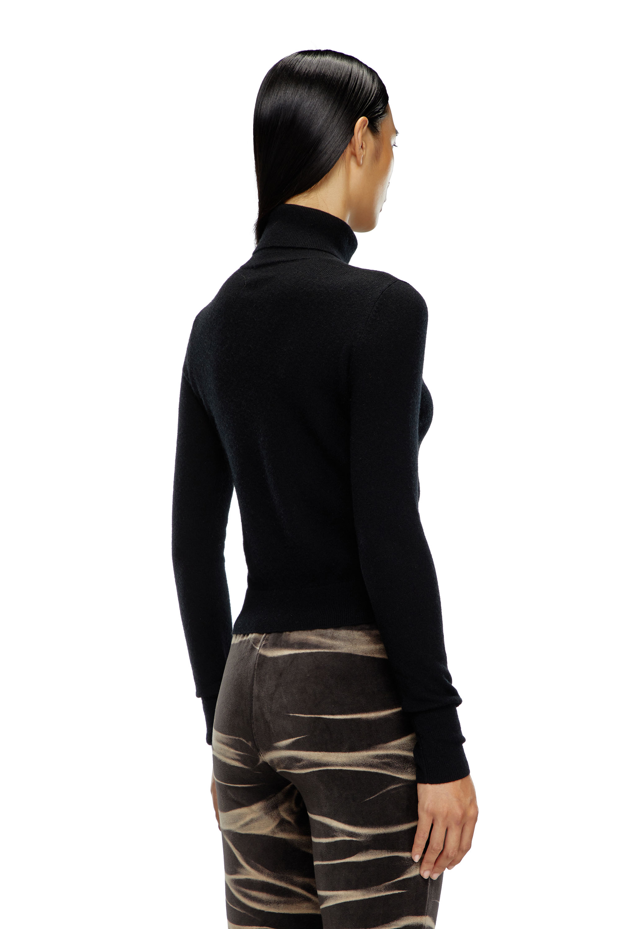 Diesel - M-AREESAX-TN, Woman Turtleneck jumper in wool and cashmere in Black - Image 3