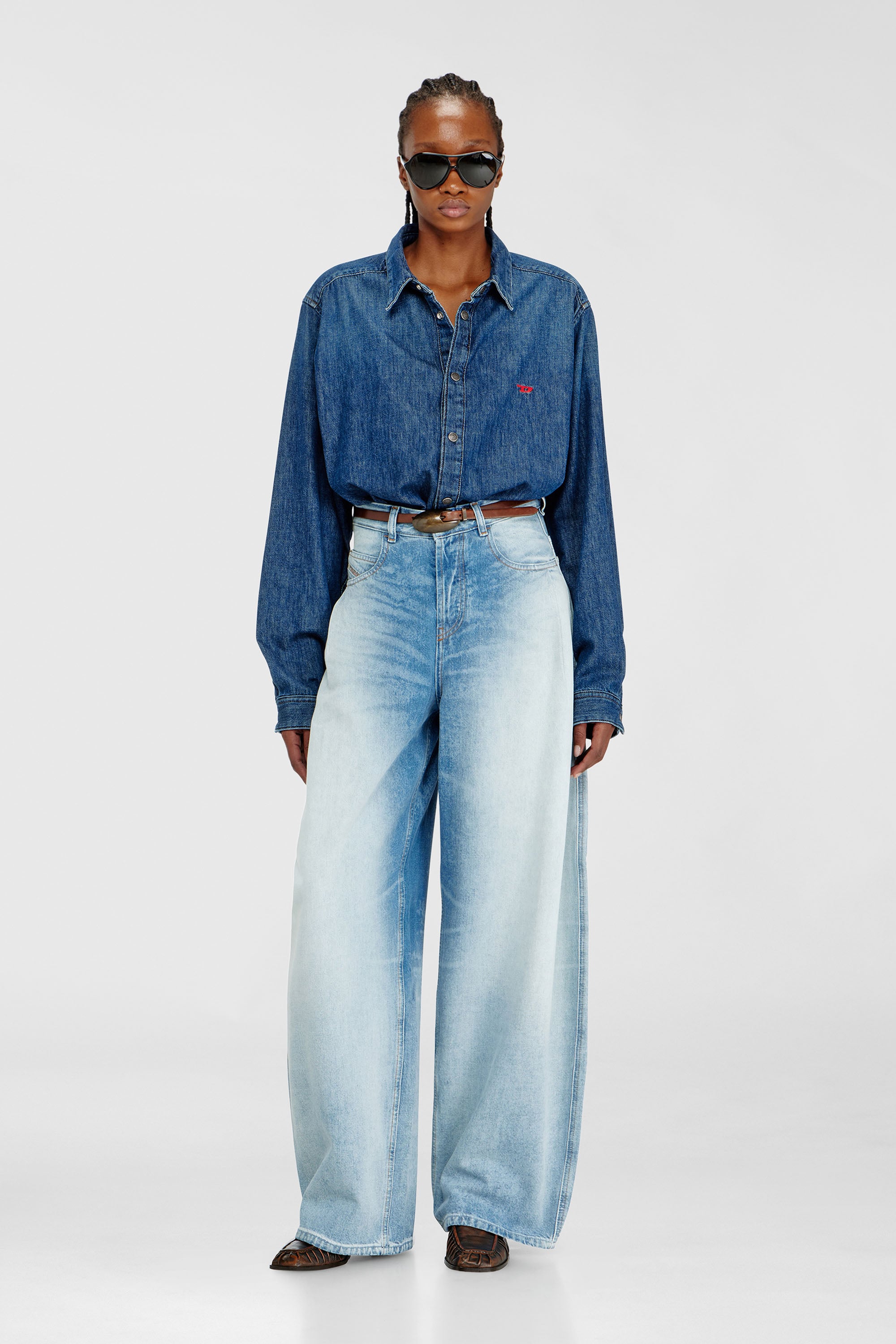 Diesel - Woman's Relaxed Jeans 1987 D-Khelz 007EE, Light Blue - 2
