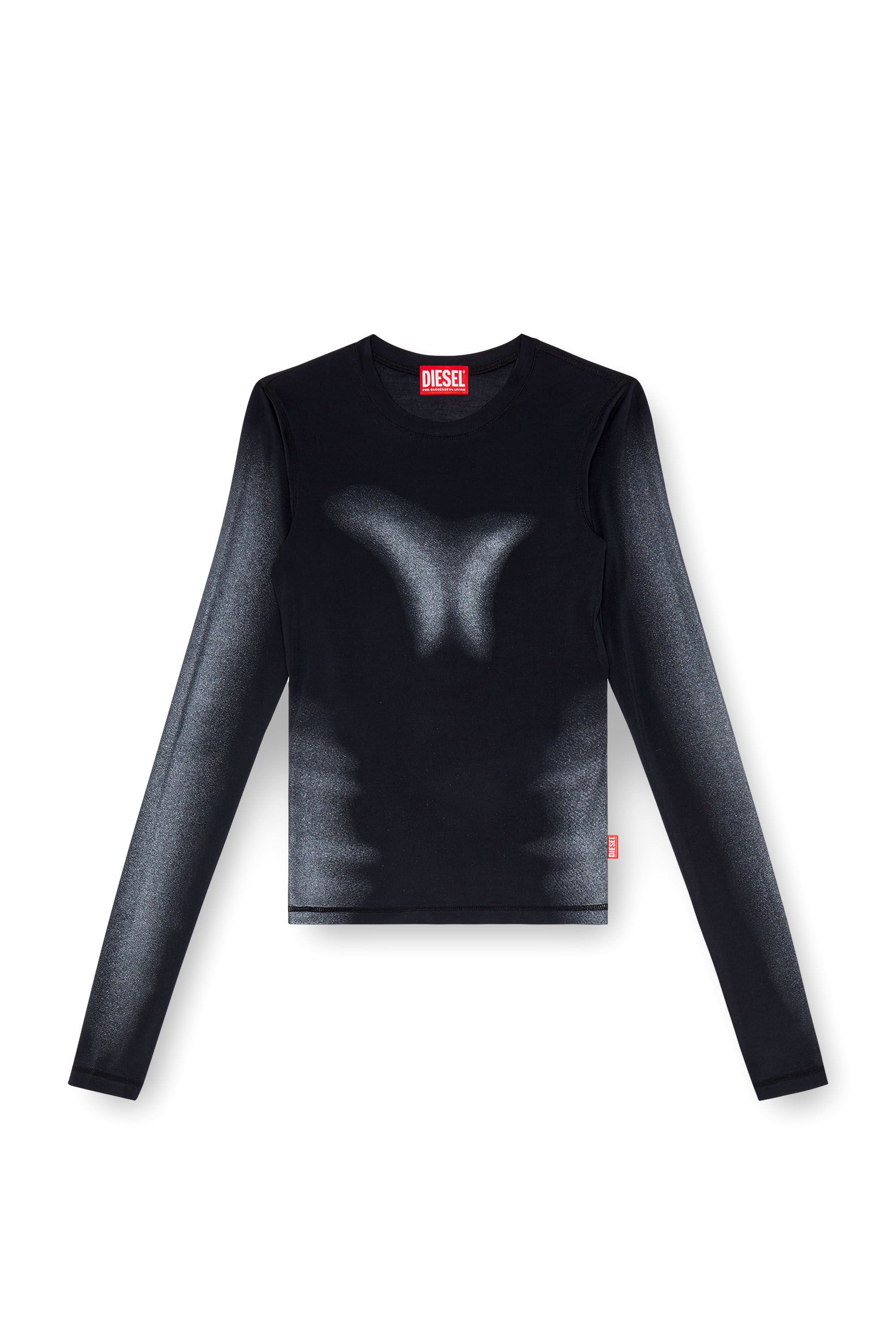 Diesel - T-ILON, Woman Long-sleeve T-shirt with metallic effects in Black - Image 3