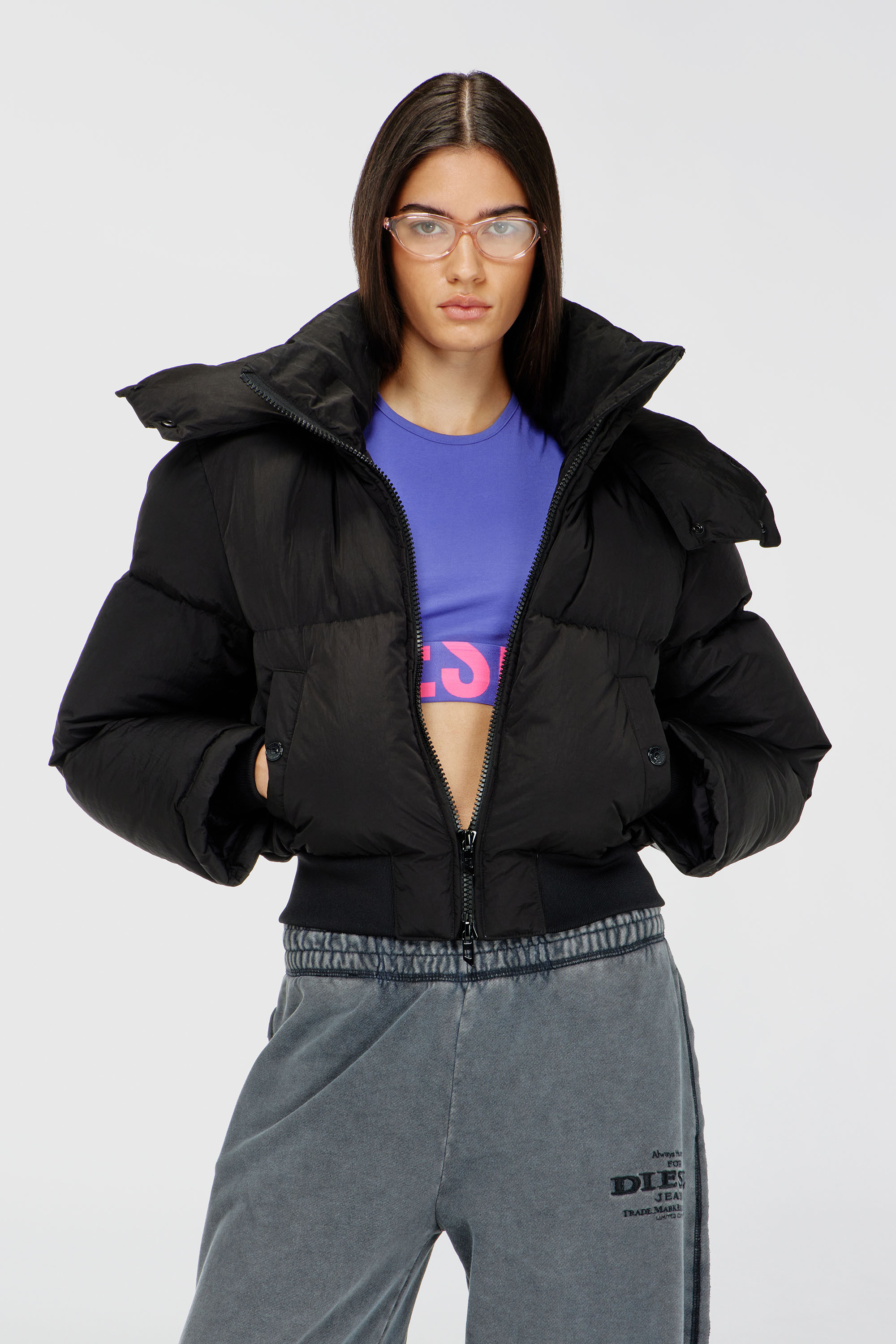 Diesel - ADA-D-POP, Woman's Cropped tank top with cut-off logo in Violet - 1